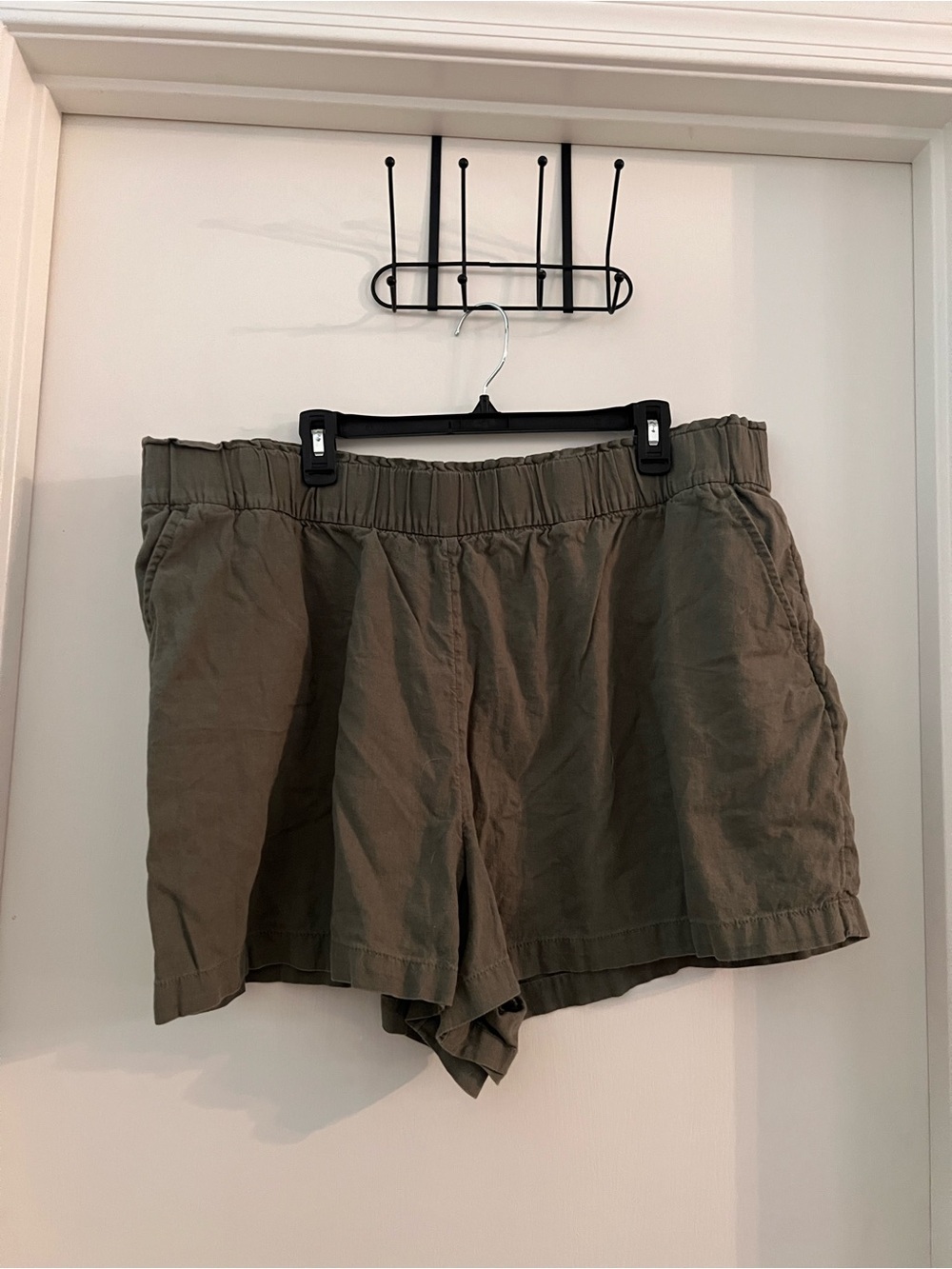 Sonoma Goods For Life Olive Green Linen Shorts 2X Elastic Waist